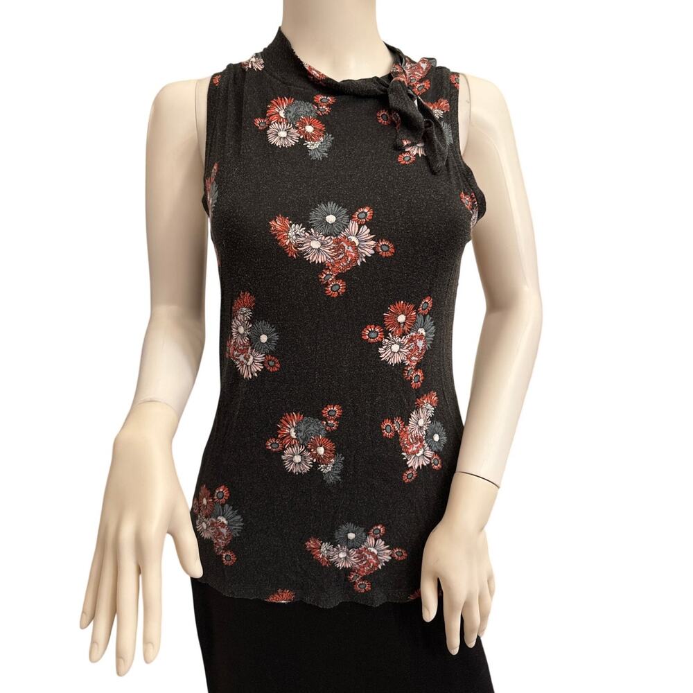 ModCloth Black Floral Sleeveless Shirt Top Blouse Medium